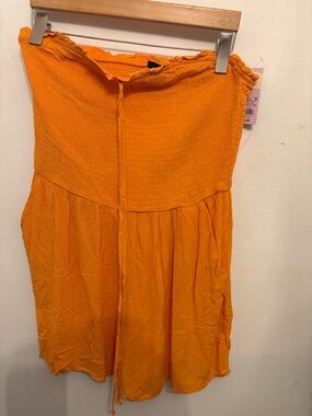 wild fable Orange Strapless Smocked Romper
